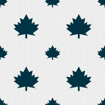 Maple leaf icon. Seamless abstract background with geometric shapes. Vector Stock Illustration