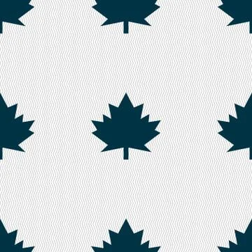 Maple leaf icon. Seamless abstract background with geometric shapes. Vector Stock Illustration