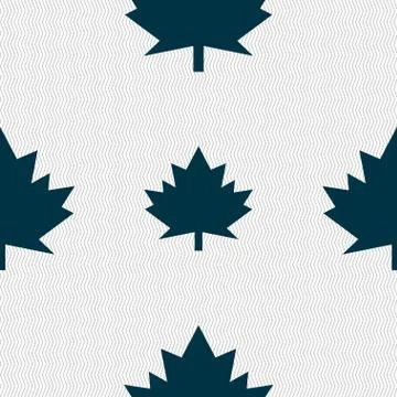 Maple leaf icon. Seamless abstract background with geometric shapes. Stock Illustration