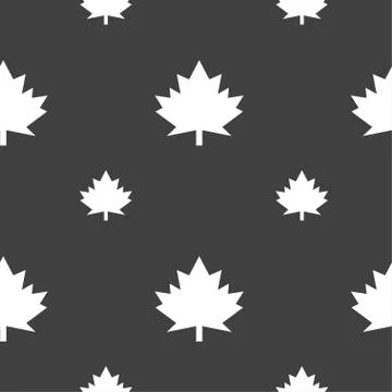 Maple leaf icon. Seamless pattern on a gray background. Vector 스톡 일러스트