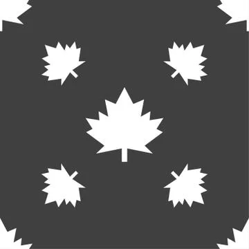 Maple leaf icon. Seamless pattern on a gray background. Vector Illustrazione stock