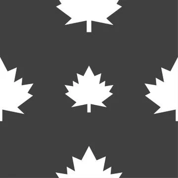 Maple leaf icon. Seamless pattern on a gray background. Vector Illustrazione stock