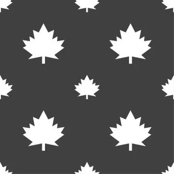 Maple leaf icon. Seamless pattern on a gray background. Vector Stock Illustration