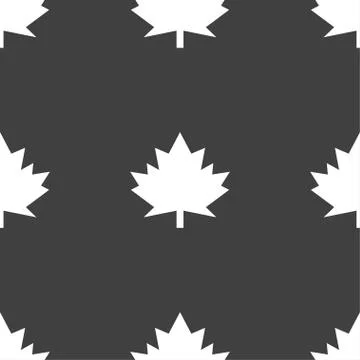 Maple leaf icon. Seamless pattern on a gray background. Vector Illustrazione stock
