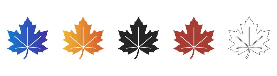 Maple leaf icon set for autumn themes Stock Illustration