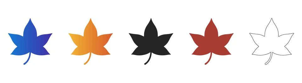 Maple leaf icon set for seasonal autumn graphics Stock Illustration