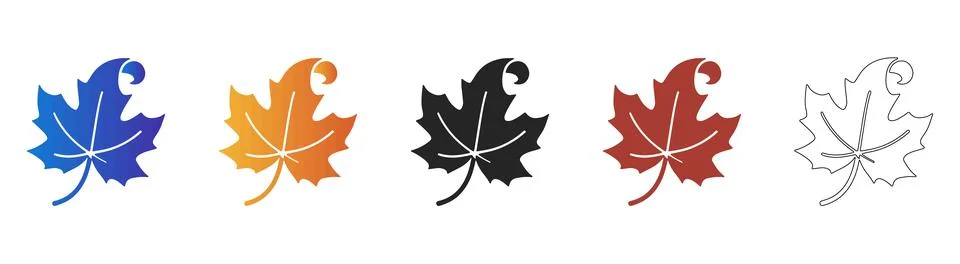 Maple leaf icon set in various styles for autumn season Stock Illustration
