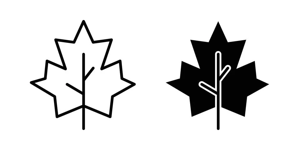 Maple leaf icon silhouette vector set. thin line pack Stock Illustration