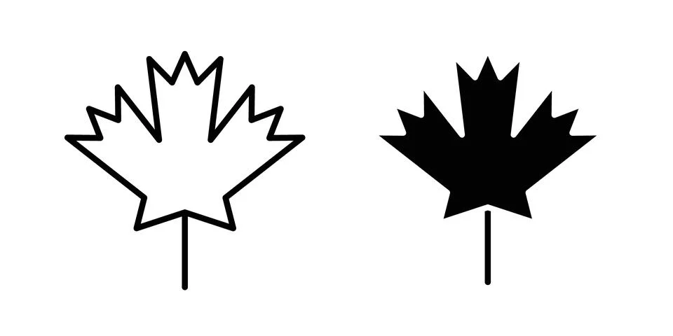Maple leaf icon solid, line, and editable vector set. Stock-Illustration