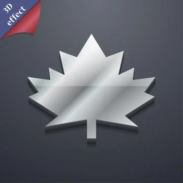 Maple leaf icon symbol. 3D style. Trendy, modern design with space for your t 库存插图