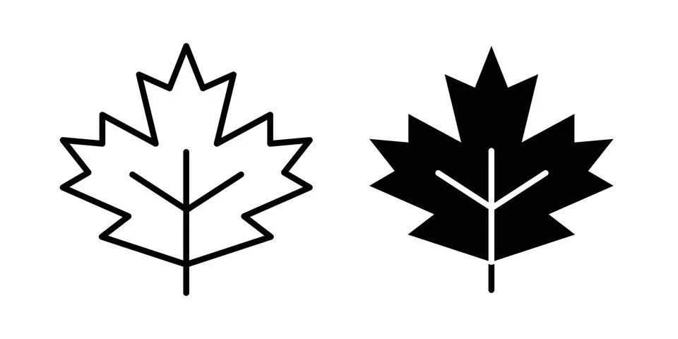 Maple leaf icon symbol. Flat and Stroke Vector illustration Stock Illustration
