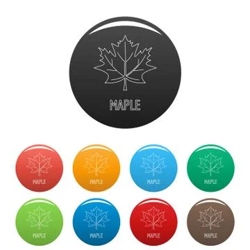 Maple leaf icons set color vector 库存插图
