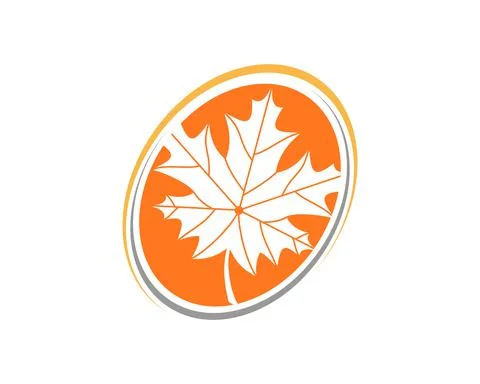 Maple leaf inside the orange circle Stock Illustration