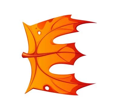 Maple leaf letter E, school font or education type 库存插图