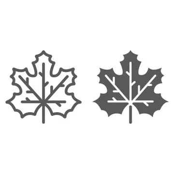 Maple leaf line and glyph icon, canada and nature イラスト素材