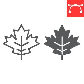 Maple leaf line and glyph icon, thanksgiving and nature, leaf sign vector イラスト素材