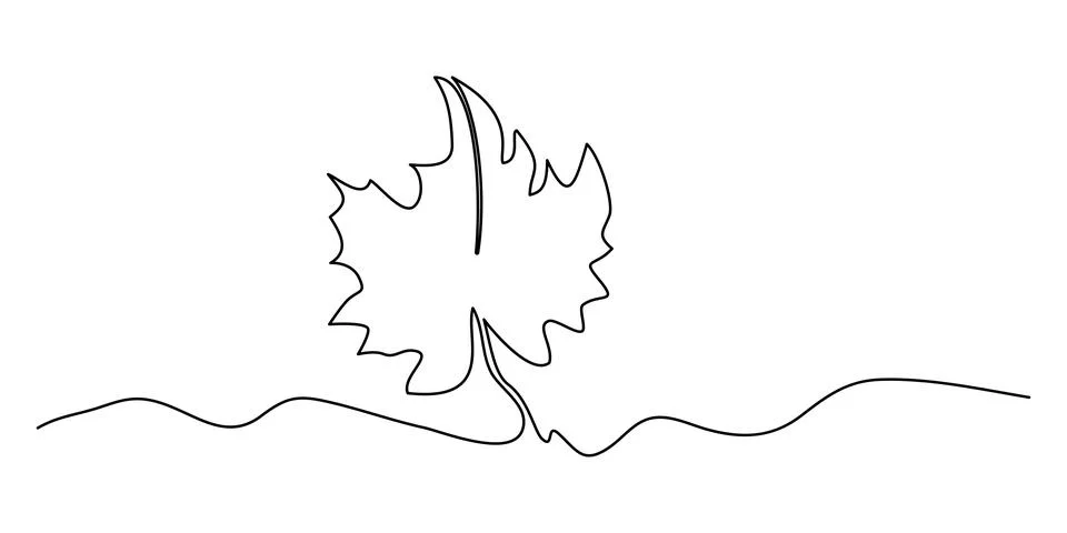 Maple leaf line art. One continuous line drawing abstract leaf isolated vec.. Stock-Illustration