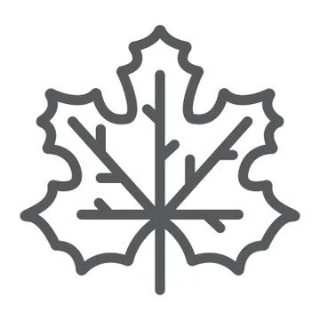 Maple leaf line icon, canada and nature, イラスト素材