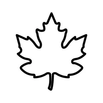 Maple leaf linear logo mark in black and white Stock Illustration