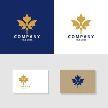 Maple leaf lion head abstract logo design vector Illustrazione stock