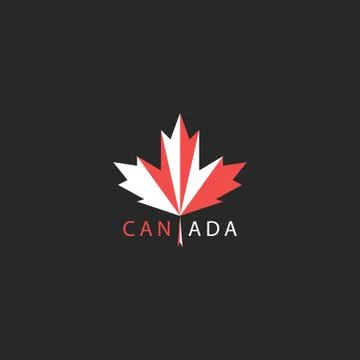 Maple leaf logo Canada traditional red and white flag colors Canadian nationa Stock Illustration