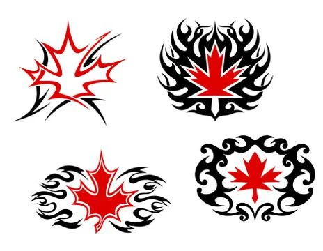 Maple leaf mascots and symbols Stock Illustration