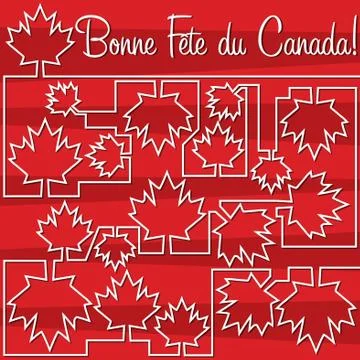 Maple leaf maze 'Happy Canada Day' card in vector format. Illustrazione stock