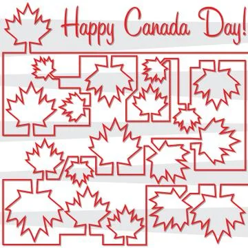 Maple leaf maze 'Happy Canada Day' card in vector format. Stock Illustration