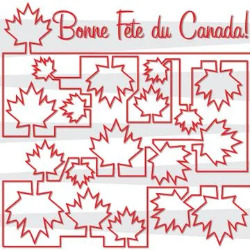 Maple leaf maze 'Happy Canada Day' card in vector format. Stock Illustration