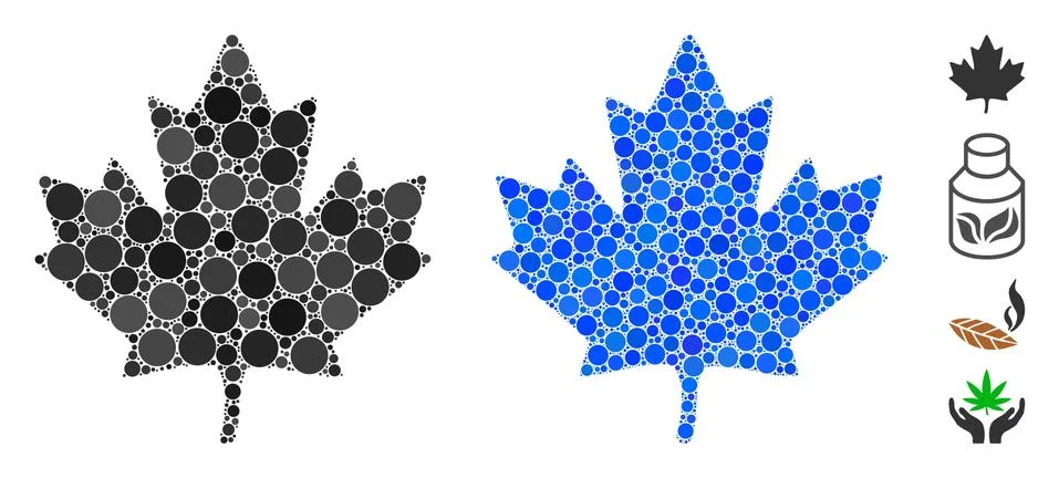 Maple Leaf Mosaic Icon of Circles Stock Illustration