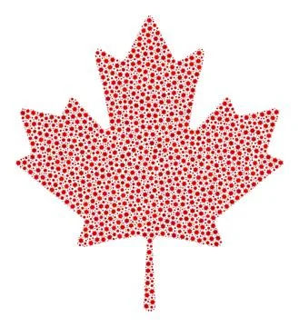 Maple Leaf Mosaic Icon of Coronavirus Infection Elements Stock Illustration