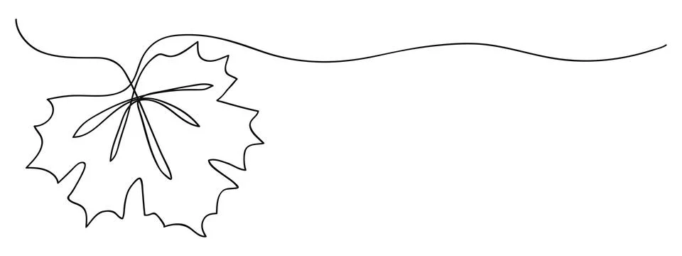 Maple leaf one line drawing isolated on white background.Vector illustration Stock Illustration