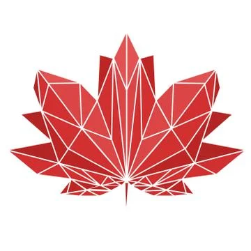 A maple leaf painted in polygonal technique. National sign of Canada. Vector Stock Illustration