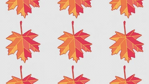 Maple leaf pattern rotation animation in pixel art style. Stock Footage 307424885