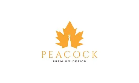 Maple leaf with peacock logo symbol vector icon illustration graphic design Stock Illustration