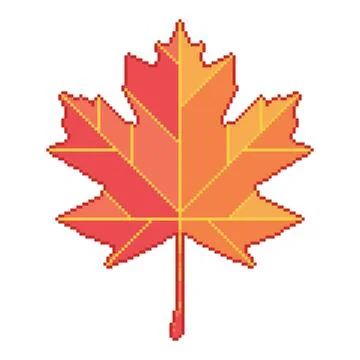 Maple leaf pixel art. Vector illustration. Stock Illustration