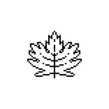 Maple Leaf Pixel Line Art Stock Illustration