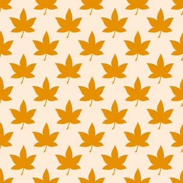 Maple Leaf Repeating Fall Pattern - Seamless Autumn Background with Orange Illustrazione stock