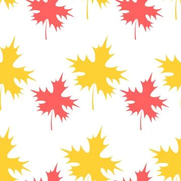 Maple leaf. Repeating vector pattern. Flat style. Stock Illustration