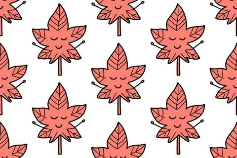 Maple leaf seamless pattern isolated on white background. For your fabric, te Illustrazione stock
