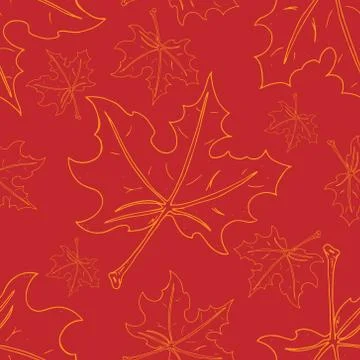 Maple leaf seamless pattern. Vector of a seamless maple leaf pattern. Hand dr Stock Illustration