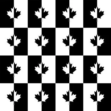 Maple Leaf Shape Composition in Contrast Color, Black White Stock Illustration