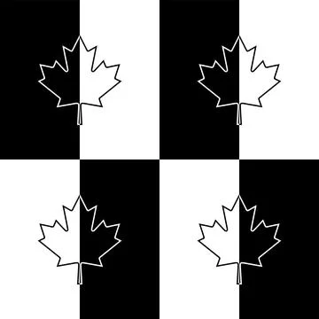 Maple Leaf Shape Composition in Contrast Color, Black White Stock Illustration