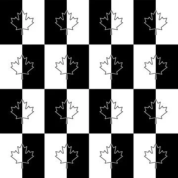 Maple Leaf Shape Composition in Contrast Color, Black White Stock Illustration