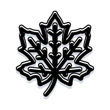 Maple leaf shape forming a snowflake outline icon Stock Illustration