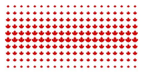 Maple Leaf Shape Halftone Array Stock Illustration