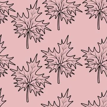Maple leaf. Sketch. Seamless vector pattern. Doodle style. Stock Illustration