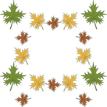 Maple leaf. Square frame of leaves. Place for text. Cartoon style. 스톡 일러스트
