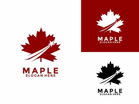 Maple leaf with star logo design vector illustration, Maple Canada Leaves N.. Stock Illustration