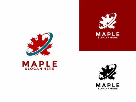 Maple leaf with star logo design vector illustration, Maple Canada Leaves N.. Stock Illustration